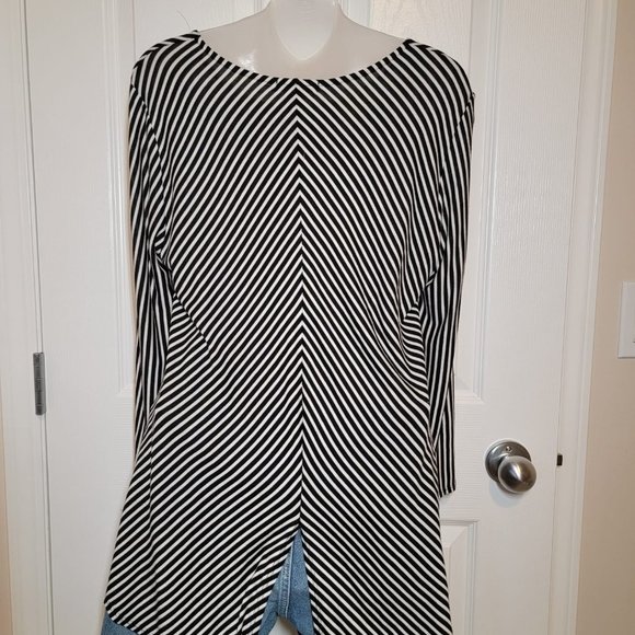 Pebble and Stone Black Long Sleeve Striped Shirt Size M - Picture 6 of 7